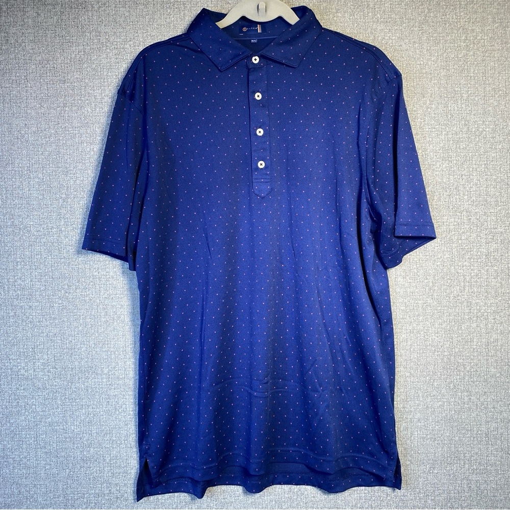 Stitch Golf M/L Men’s Short Sleeve Polo Shirt Blue Pink Polka Dot